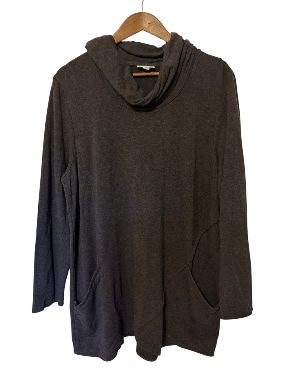 J. Jill Pure Jill Cowl Neck Tunic Sweater with Pockets XL Charcoal Gray